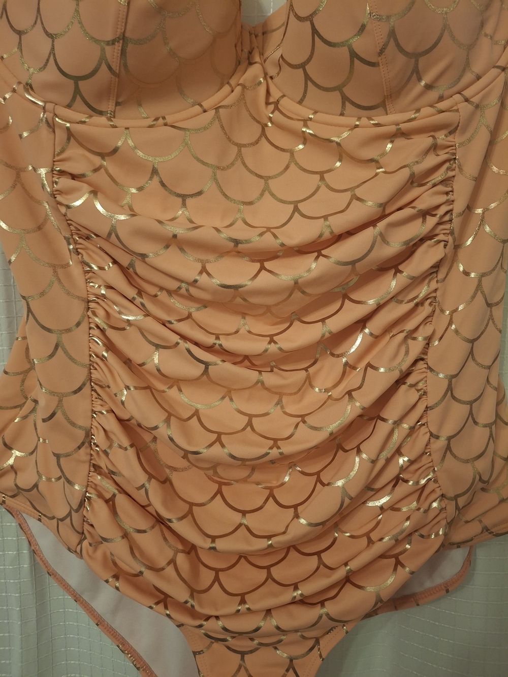 torrid Peach One-Piece Swimsuit with Gold Foil Scale Print - Picture 2 of 5